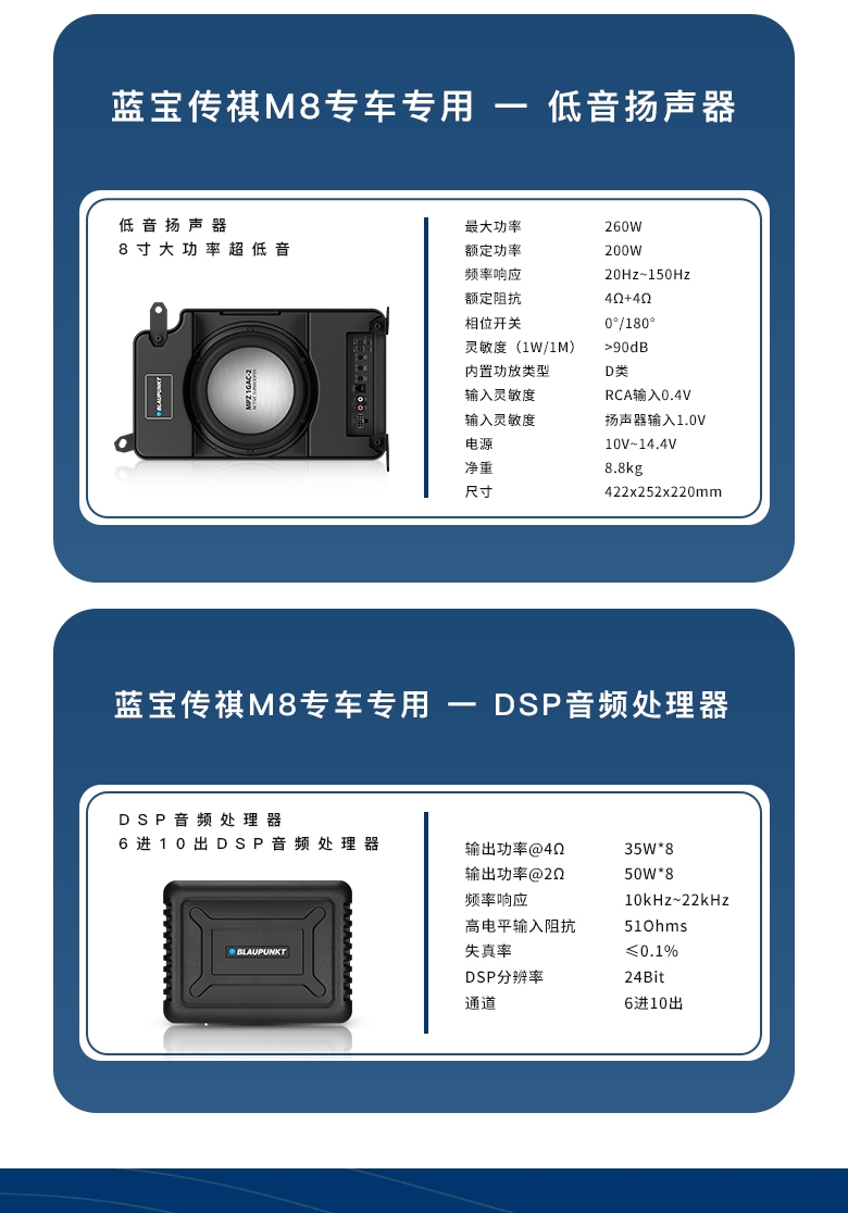 德國（藍寶BLAUPUNKT）傳祺M8專(zhuān)車(chē)專(zhuān)用音響套裝